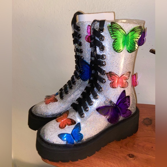 Dollskill Terrarium ButterFly Rave Boots - Picture 1 of 6